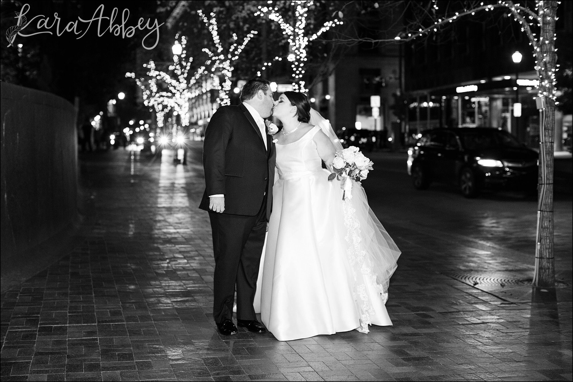 Winter Night Wedding Portraits Around Downtown Pittsburgh, PA