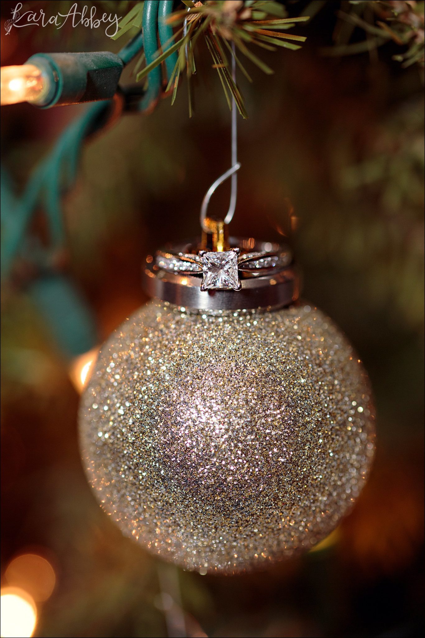 Unique Ring Shot - Christmas Ornament with Wedding Rings