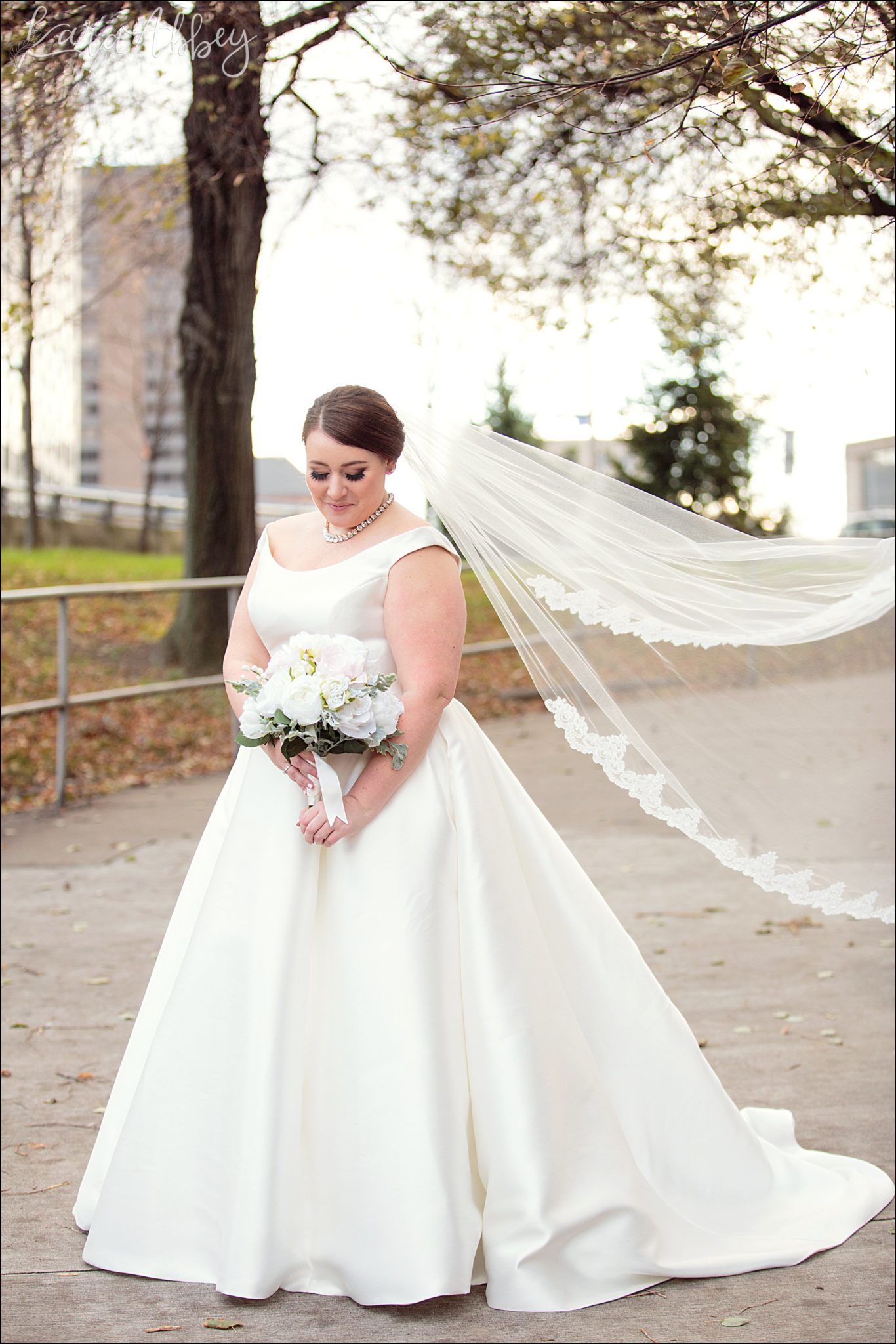 Winter Rose Gold DoubleTree Hotel Wedding in Downtown Pittsburgh, PA - Bridal Portraits