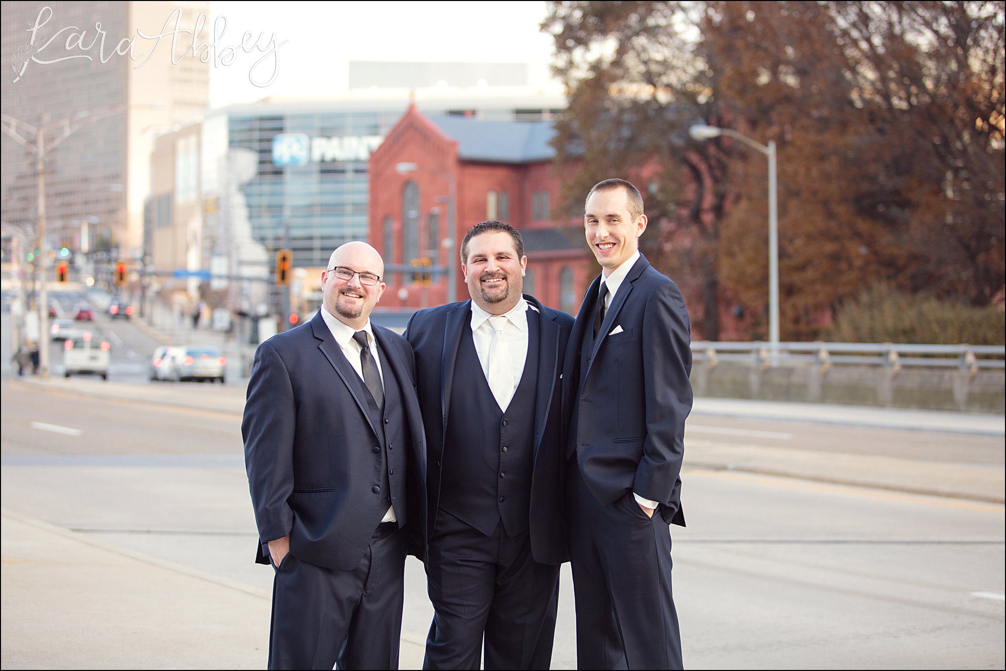 Winter Rose Gold DoubleTree Hotel Wedding in Downtown Pittsburgh, PA - Groom Portraits