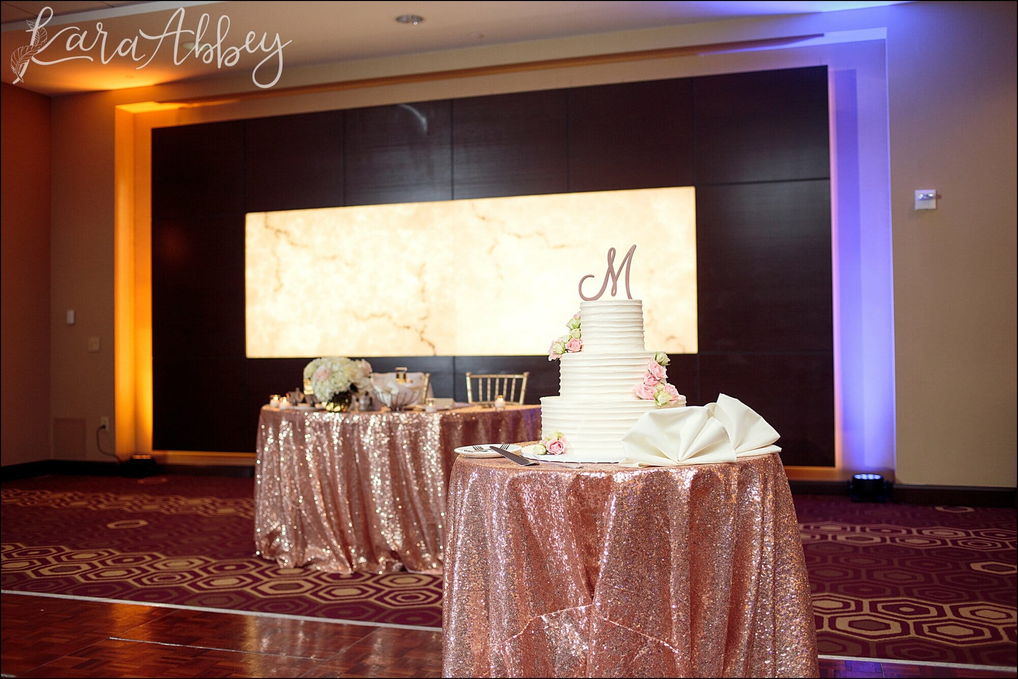 Winter Rose Gold Doubletree Hotel Downtown Pittsburgh PA Wedding