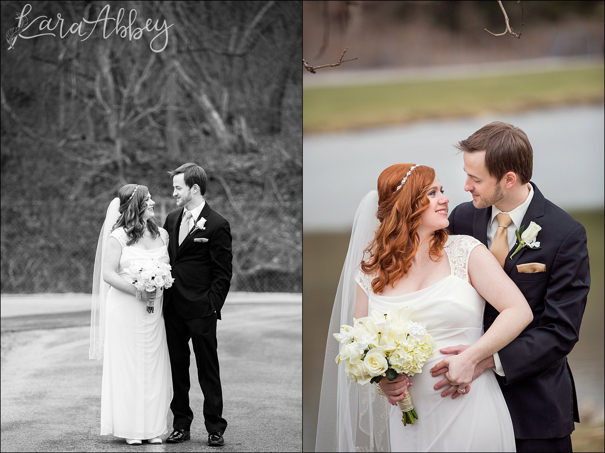 St. Patrick's Day Winter Wedding Portraits at Indian Lake Park in North Huntingdon, PA