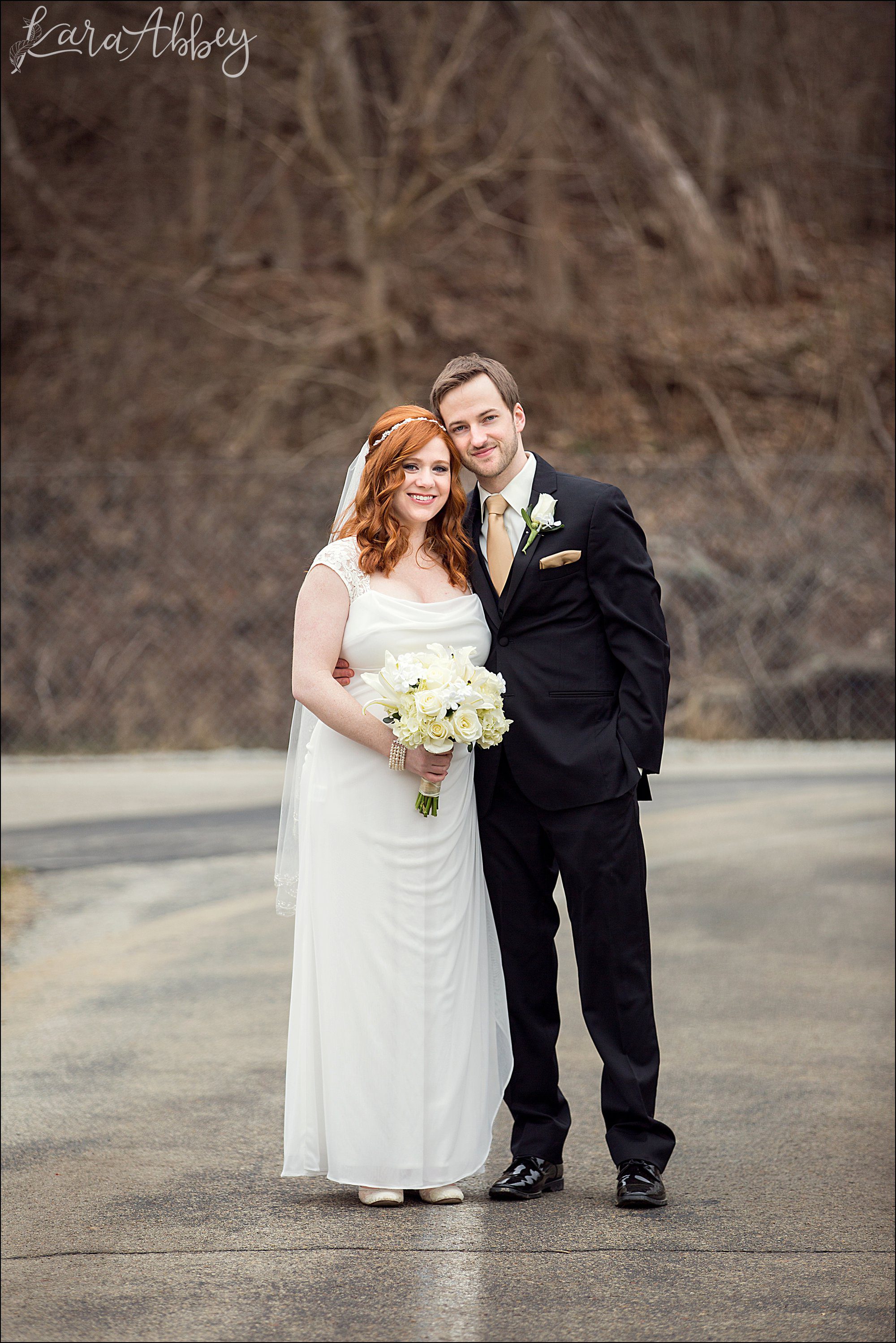 St. Patrick's Day Winter Wedding Portraits at Indian Lake Park in North Huntingdon, PA