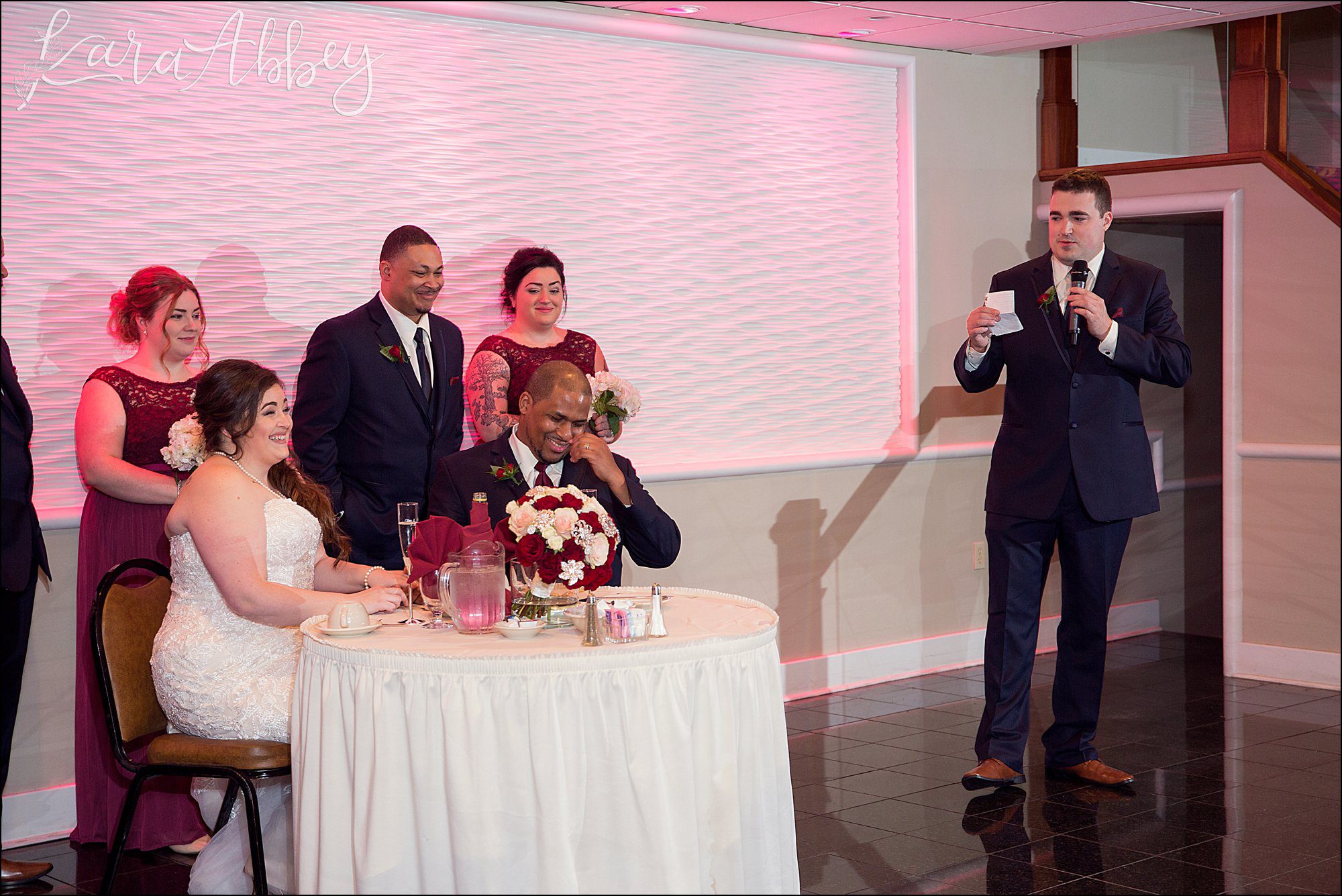 Intimate Pink Winter Wedding Reception at The Fez in Aliquippa, PA