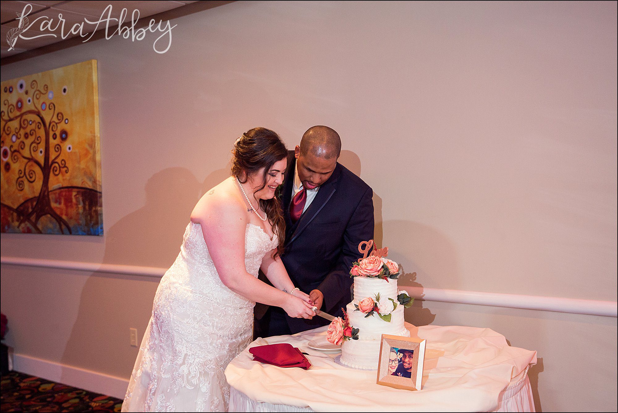 Intimate Pink Winter Wedding Reception at The Fez in Aliquippa, PA