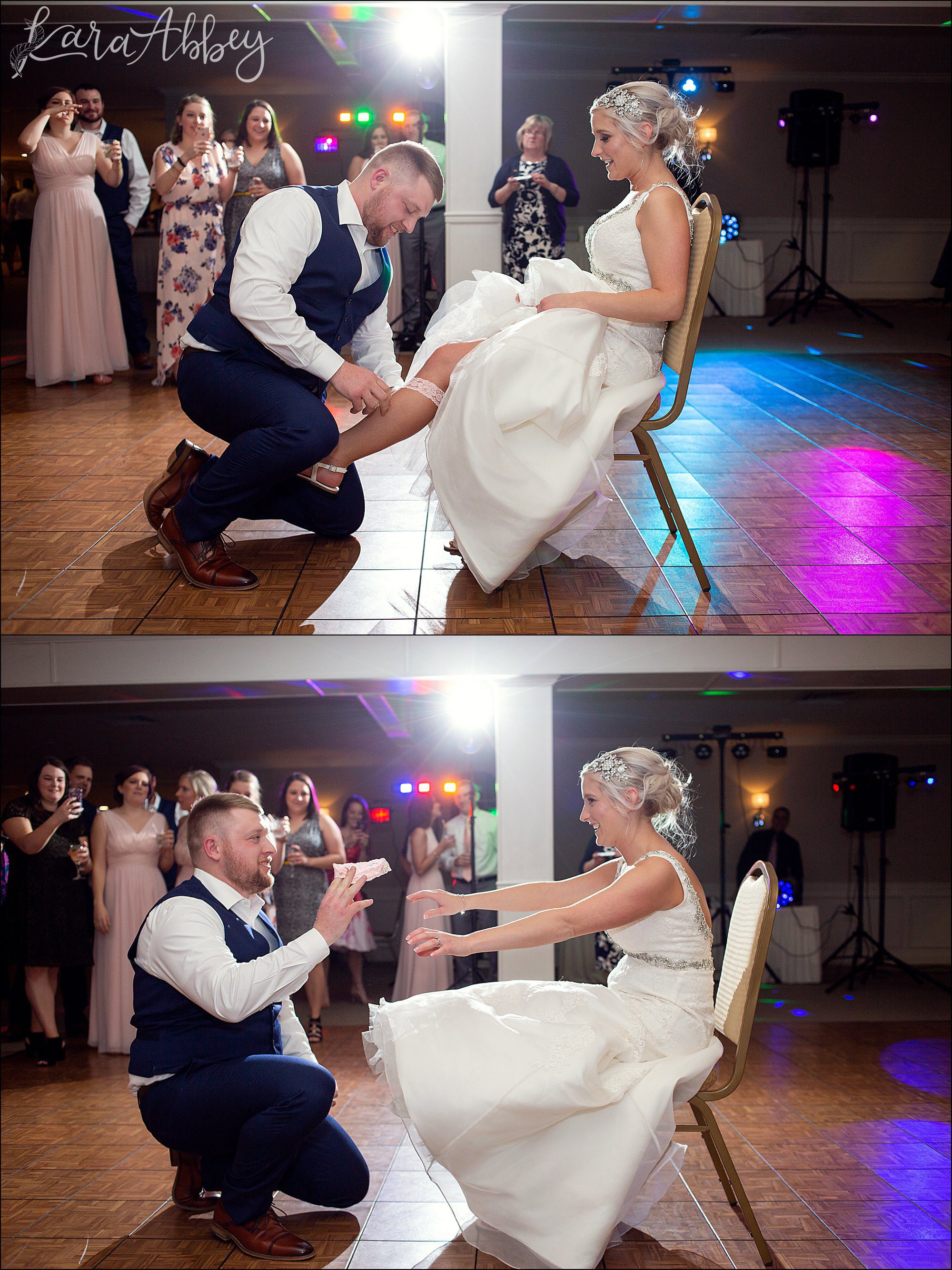 Wedding Reception Fun at Edgewood Country Club: Garter Removal
