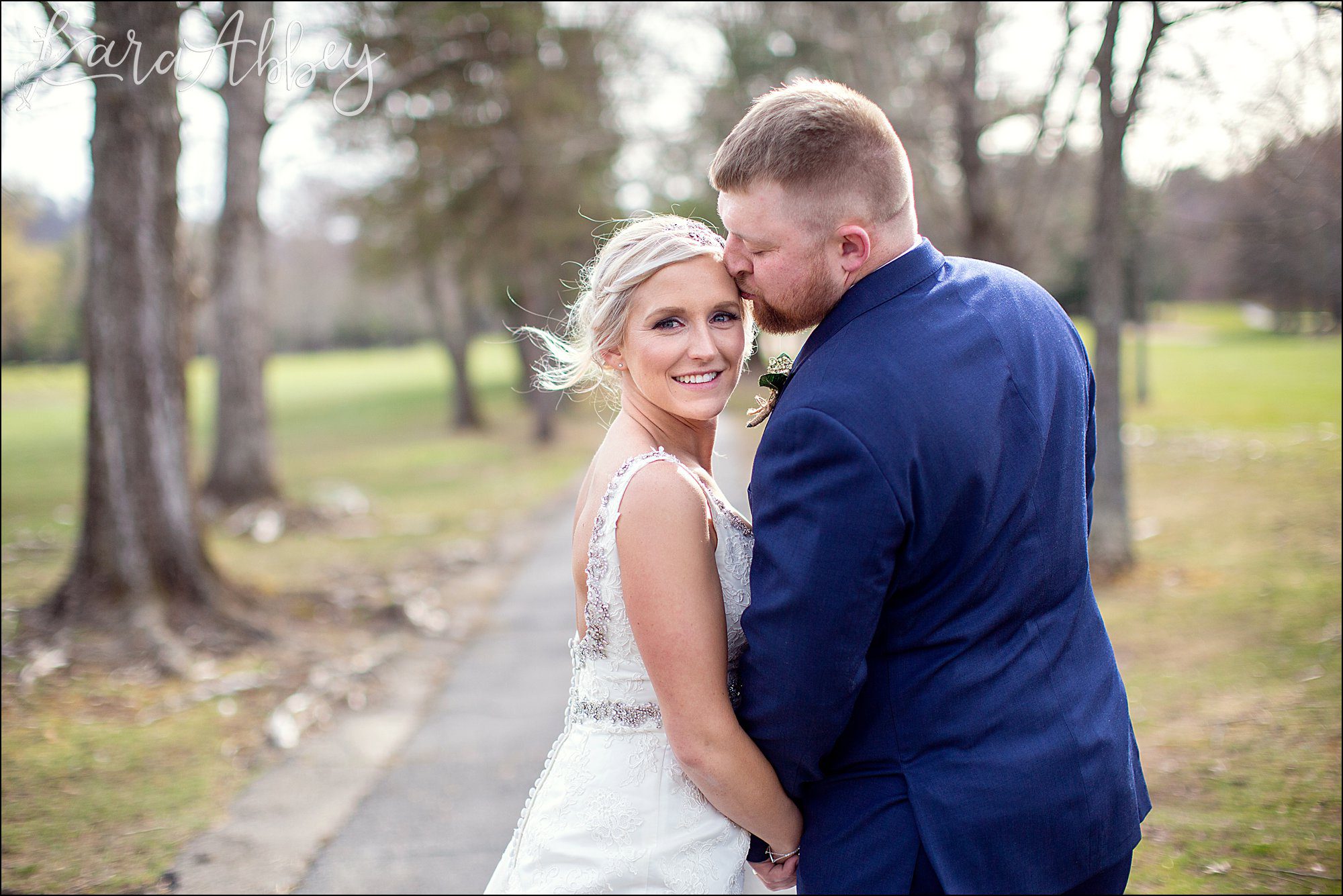 Bride & Groom Portrait on the Golf Course at the Edgewood Country Club in Drums, PA