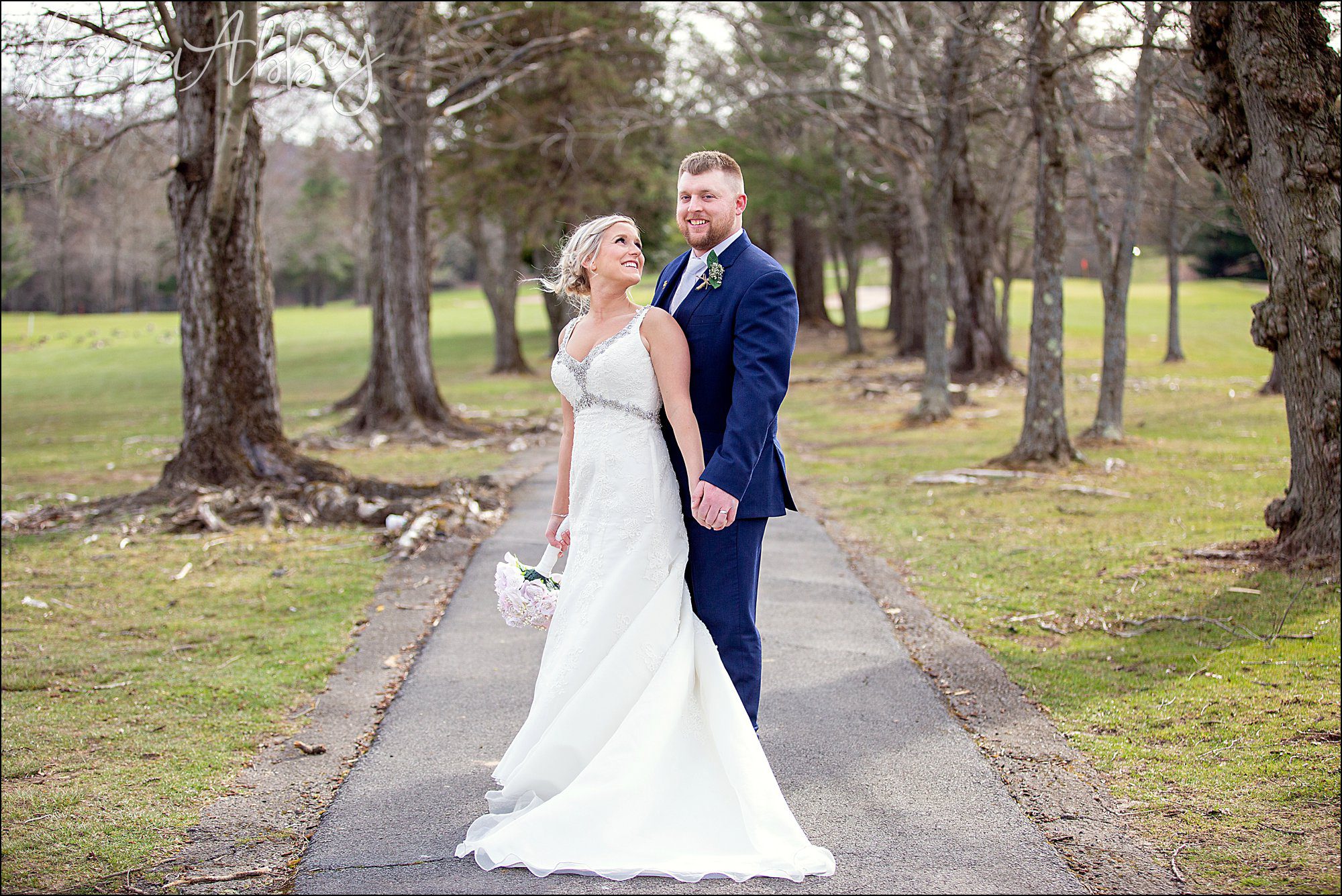 Bride & Groom Portrait on the Golf Course at the Edgewood Country Club in Drums, PA