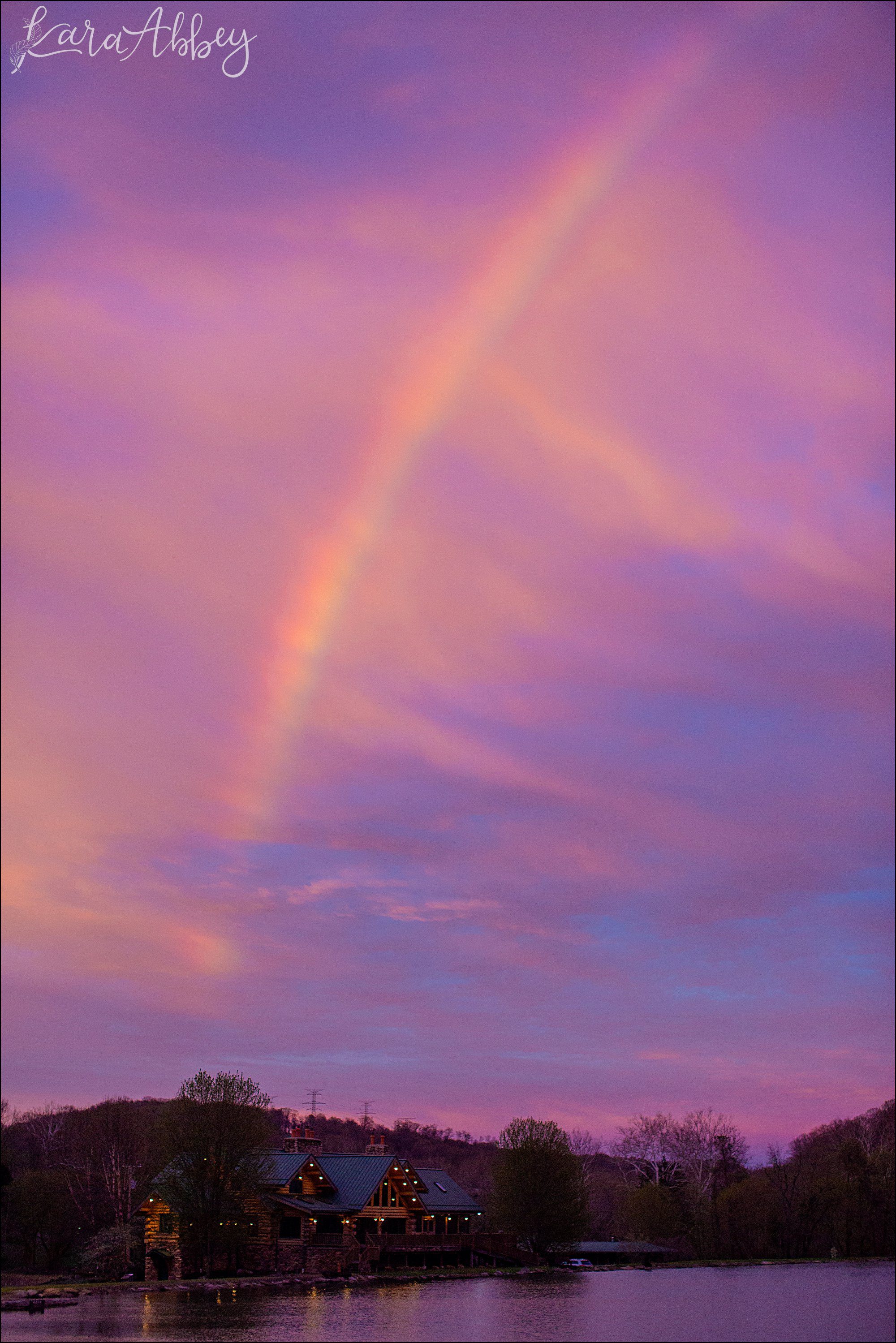Vibrant Pink Sunset after Rain on Wedding Day at The Gathering Place at Darlington Lake