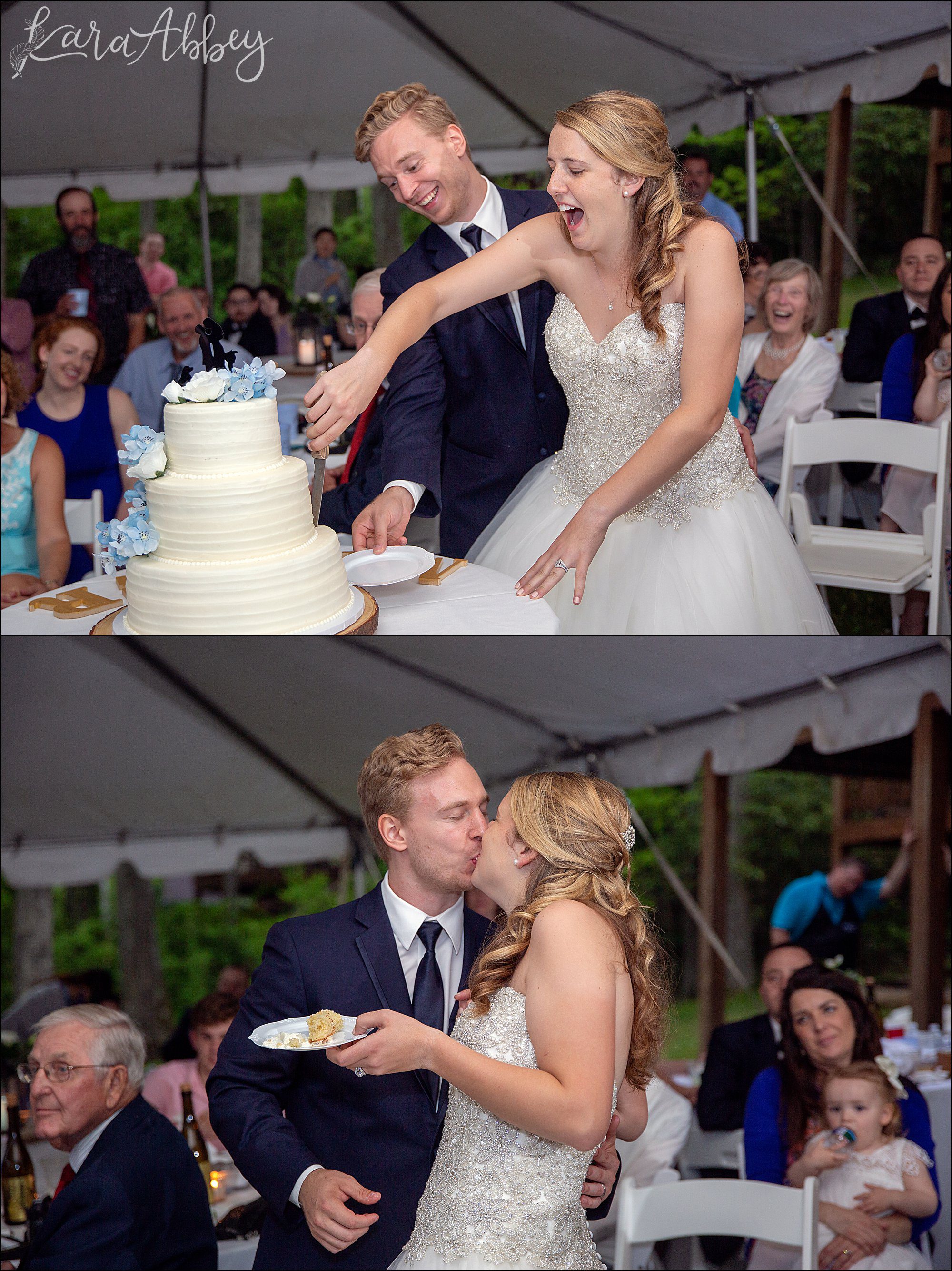 Cake Cutting - Tented Wedding Reception at Deep Creek Lake, MD