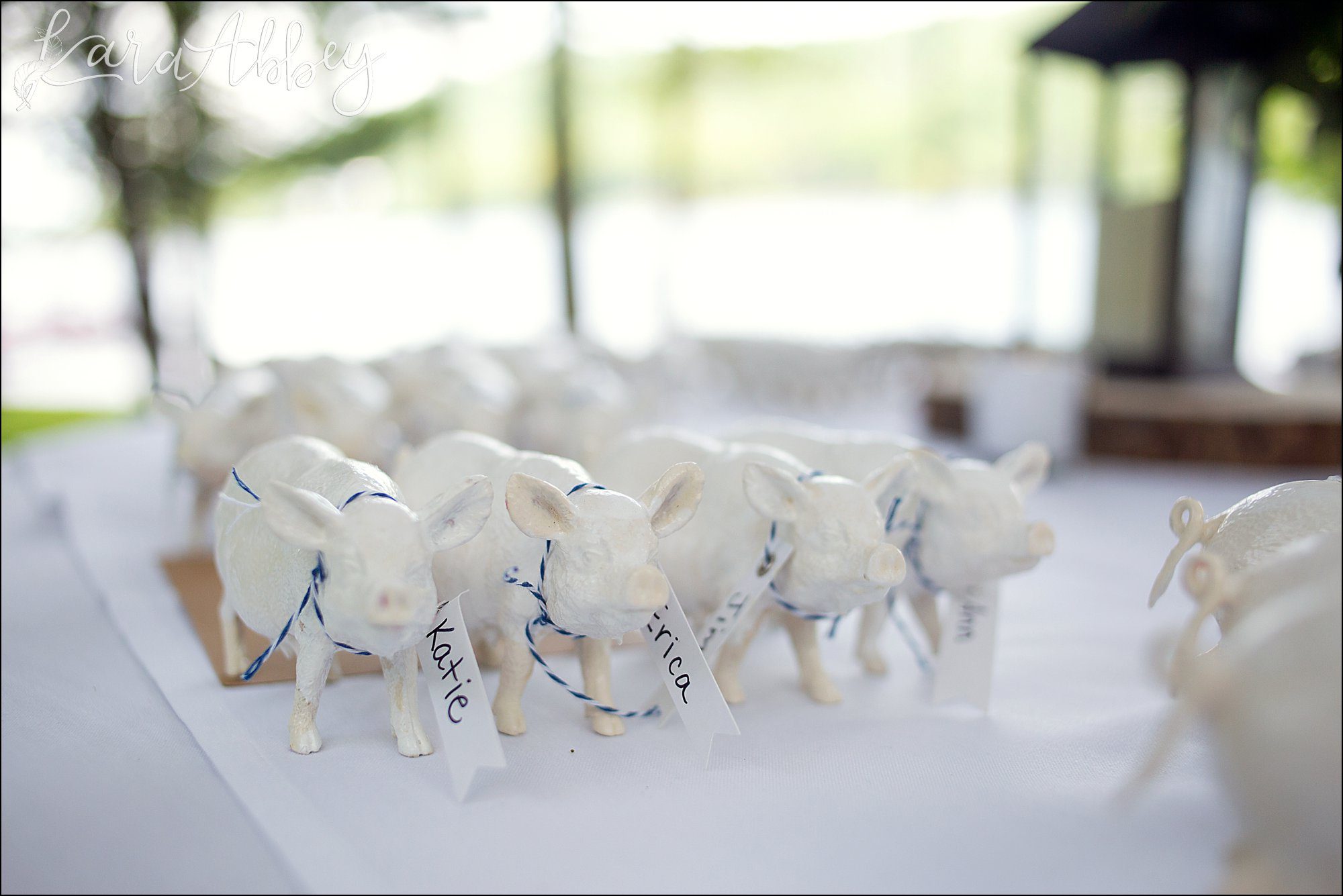 Tented Wedding Reception Pig Decor at Deep Creek Lake, MD