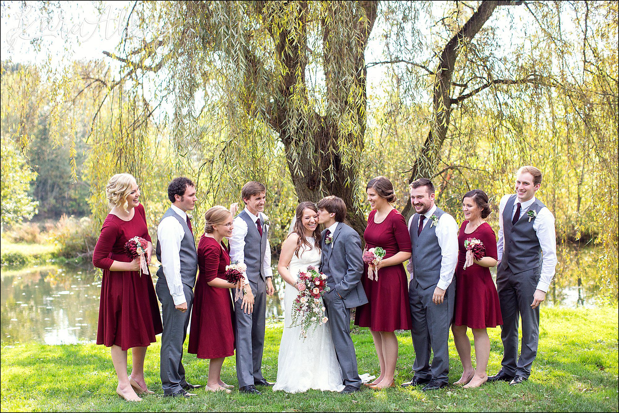 Succop Nature Park Wedding Outdoors in the Fall in Butler PA - Bridal Party Portraits