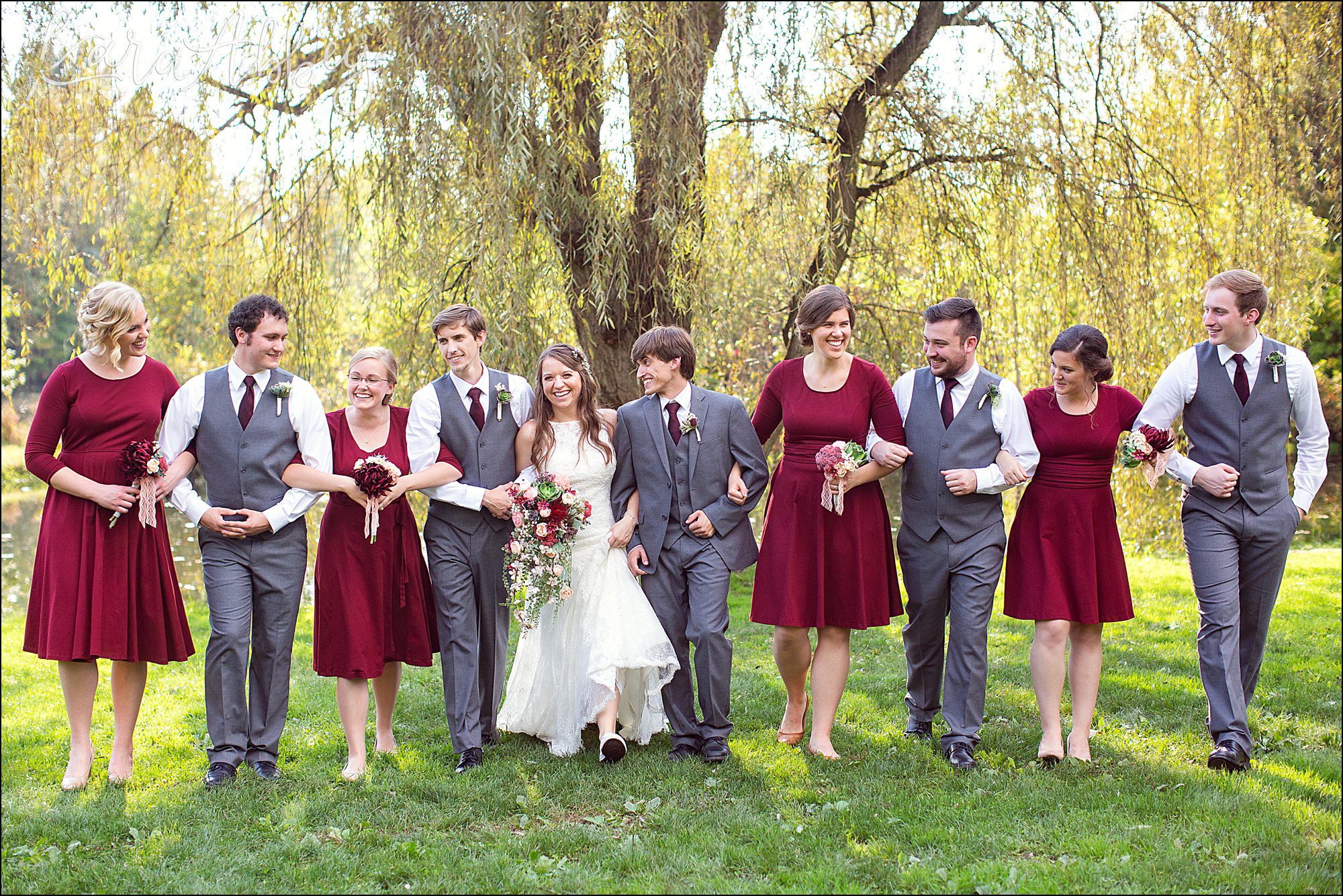 Succop Nature Park Wedding Outdoors in the Fall in Butler PA - Bridal Party Portraits