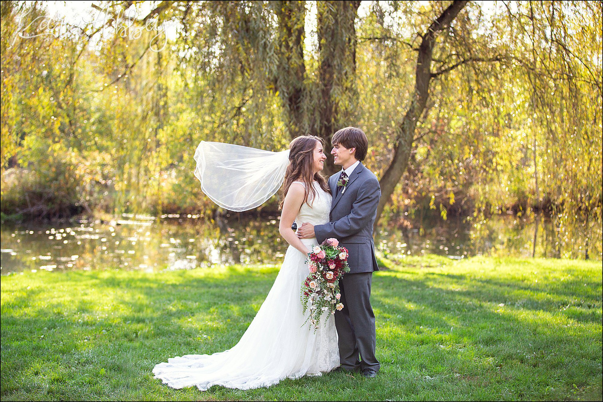 Succop Nature Park Wedding Outdoors in the Fall in Butler PA - Bride & Groom Portraits
