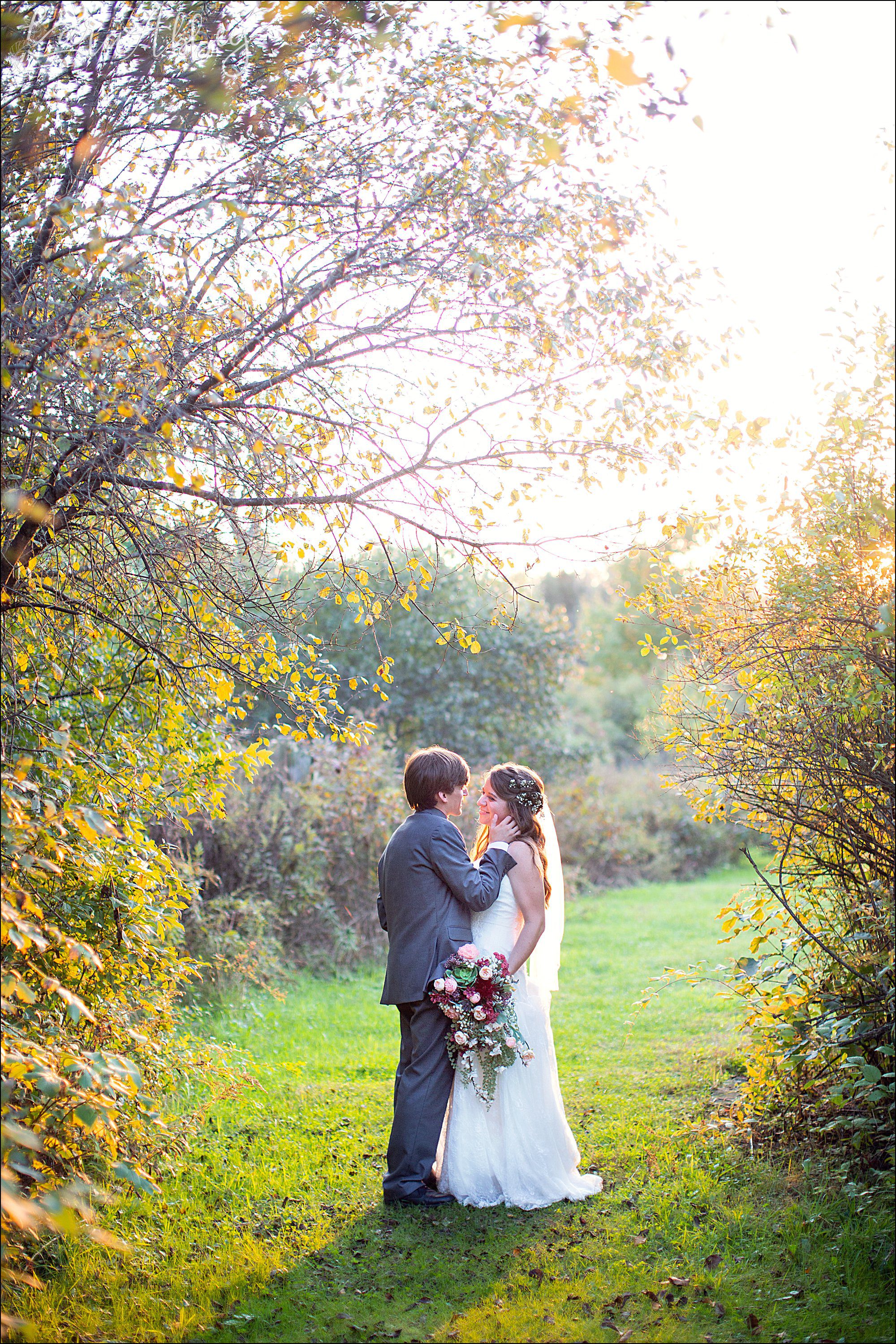 Succop Nature Park Wedding Outdoors in the Fall in Butler PA - Sunset Portraits