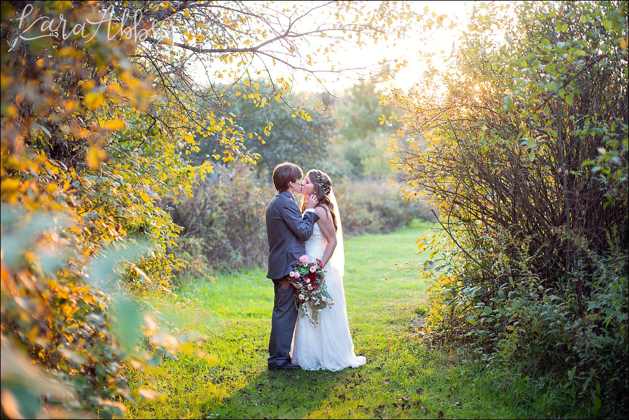 Succop Nature Park Wedding Outdoors in the Fall in Butler PA - Sunset Portraits