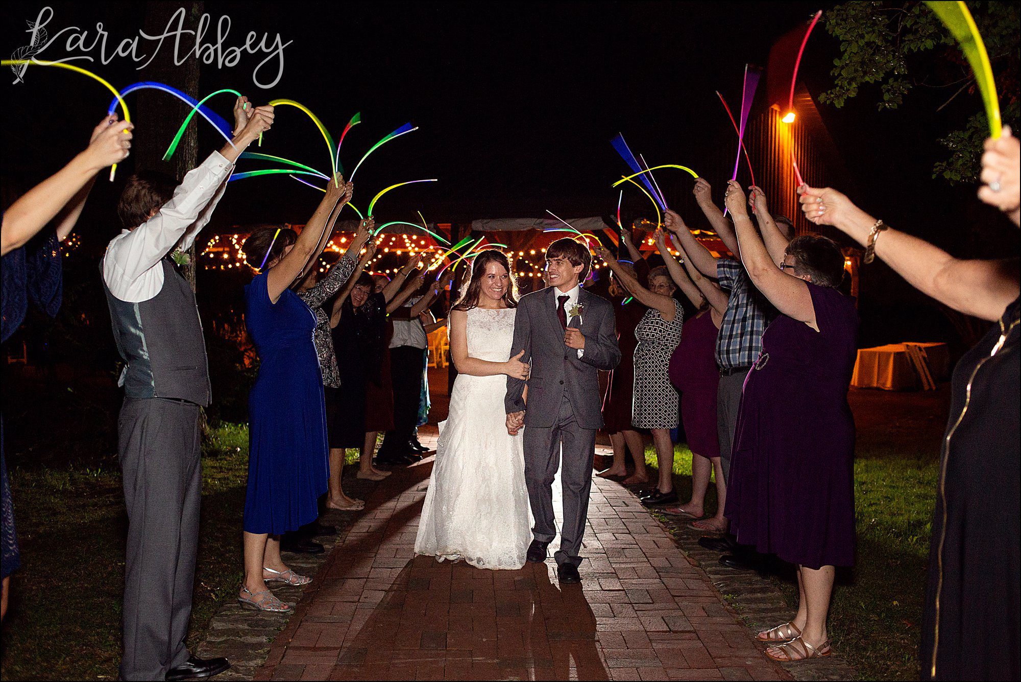 Succop Nature Park Wedding Outdoors in the Fall in Butler PA - Glowstick Exit