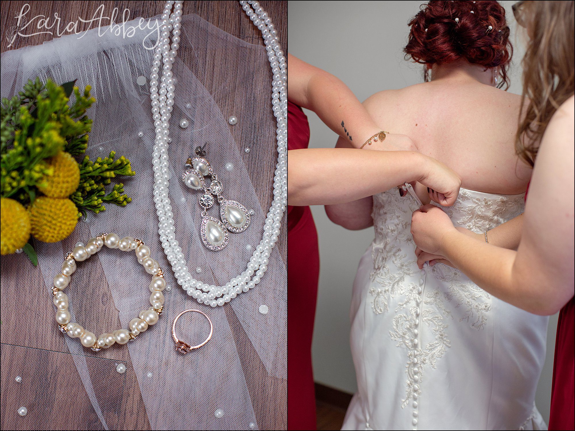 Fall Red & Yellow Wedding Photography in Hopwood, PA - Bridal Details