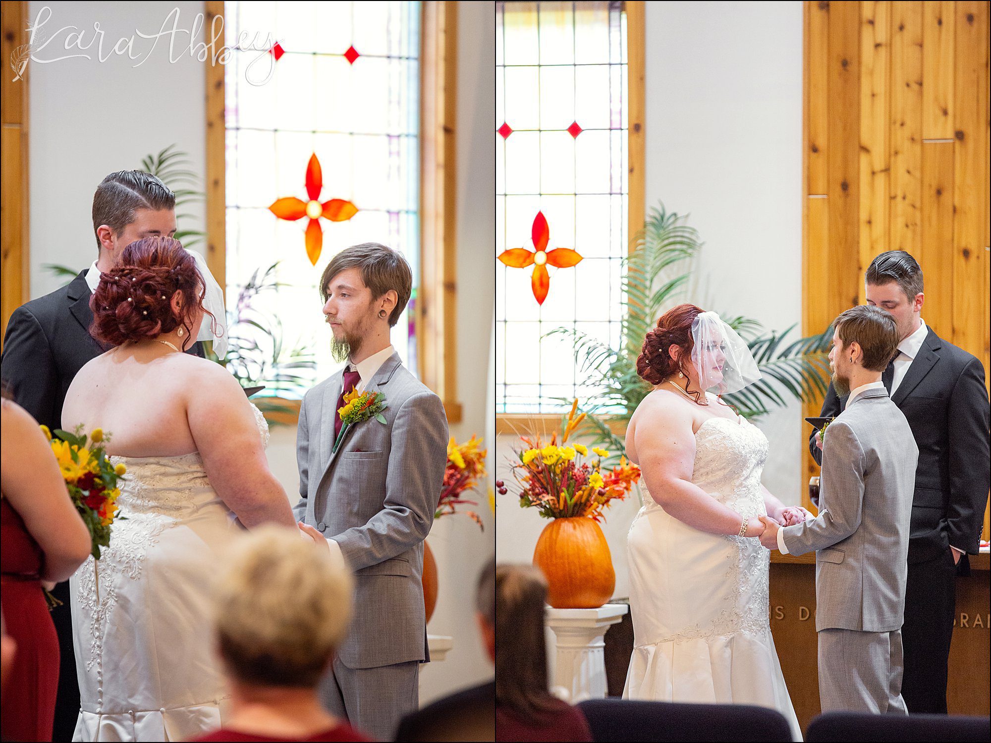 Fall Red & Yellow Wedding Photography in Hopwood, PA - Ceremony
