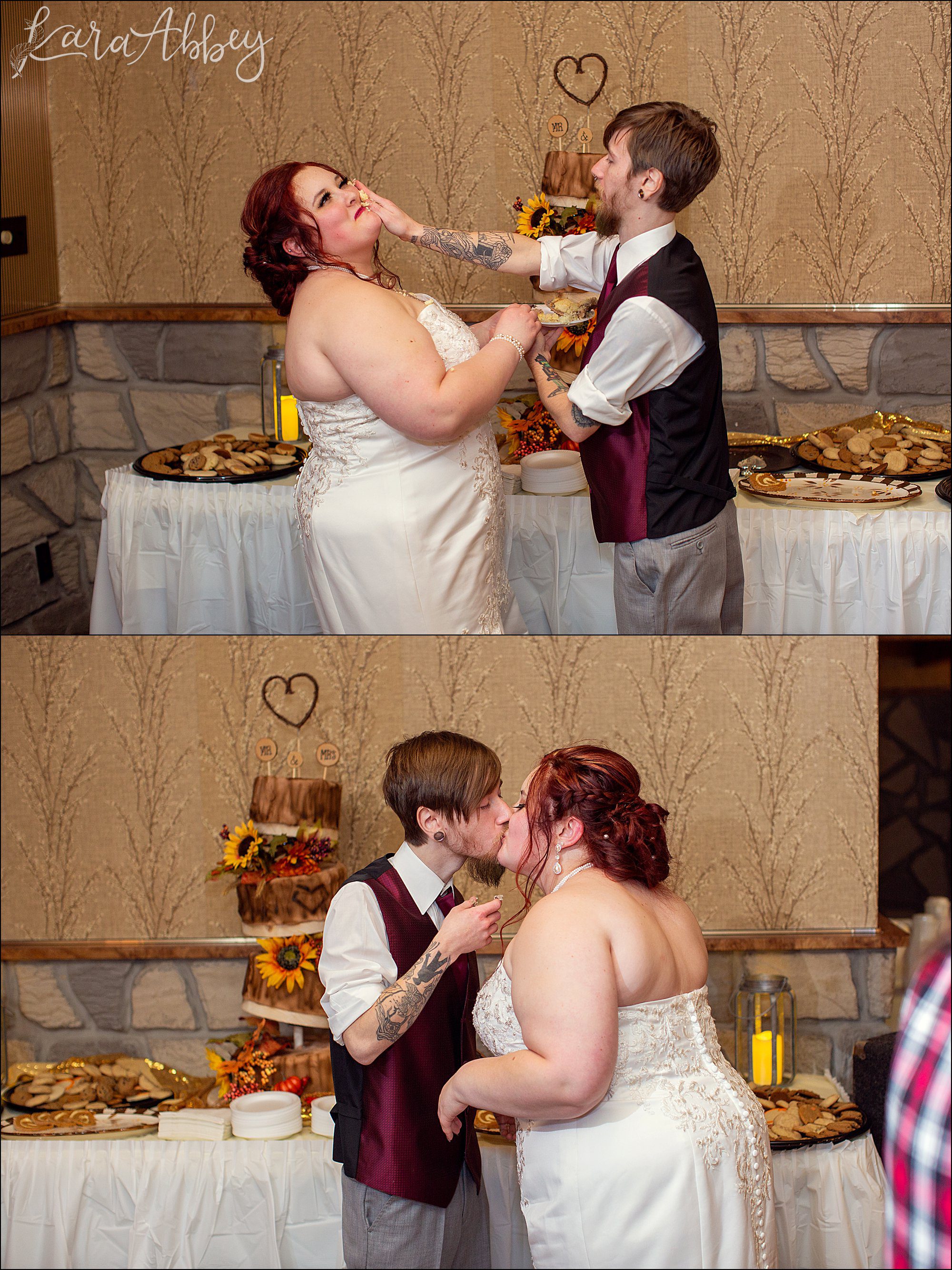Fall Red & Yellow Wedding Photography in Hopwood, PA - Reception at AMVETS Post #103