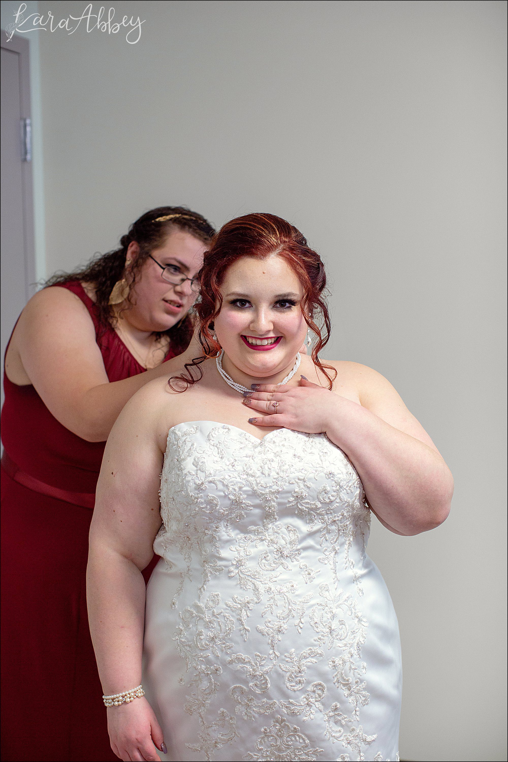 Fall Red & Yellow Wedding Photography in Hopwood, PA - Bride Getting Ready