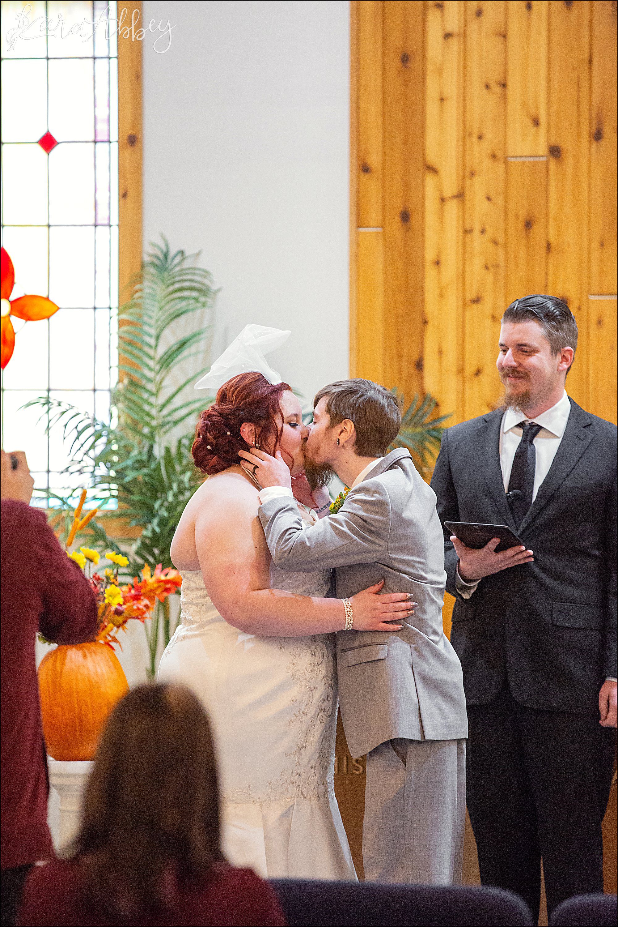 Fall Red & Yellow Wedding Photography in Hopwood, PA - Ceremony