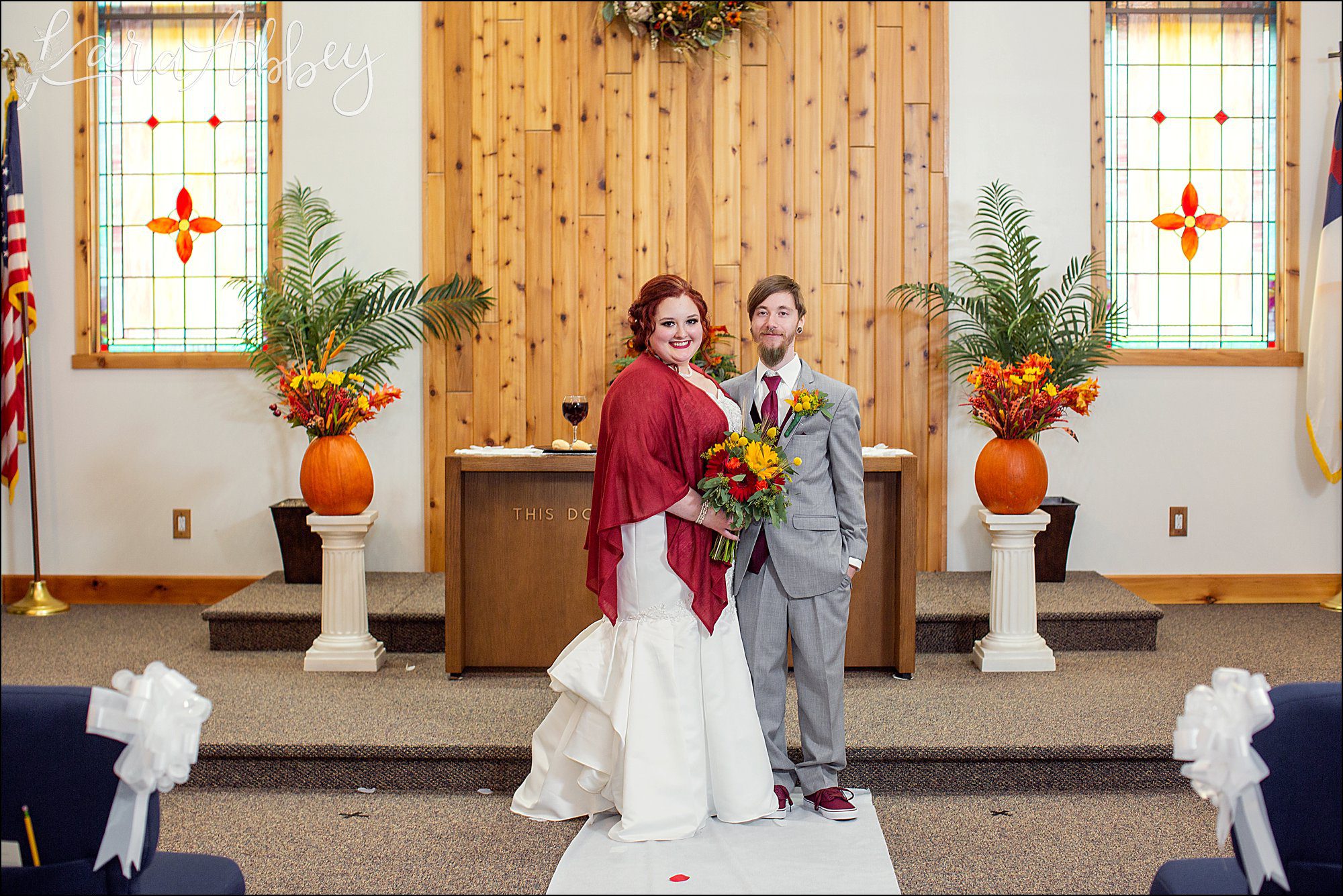 Fall Red & Yellow Wedding Photography in Hopwood, PA - Ceremony