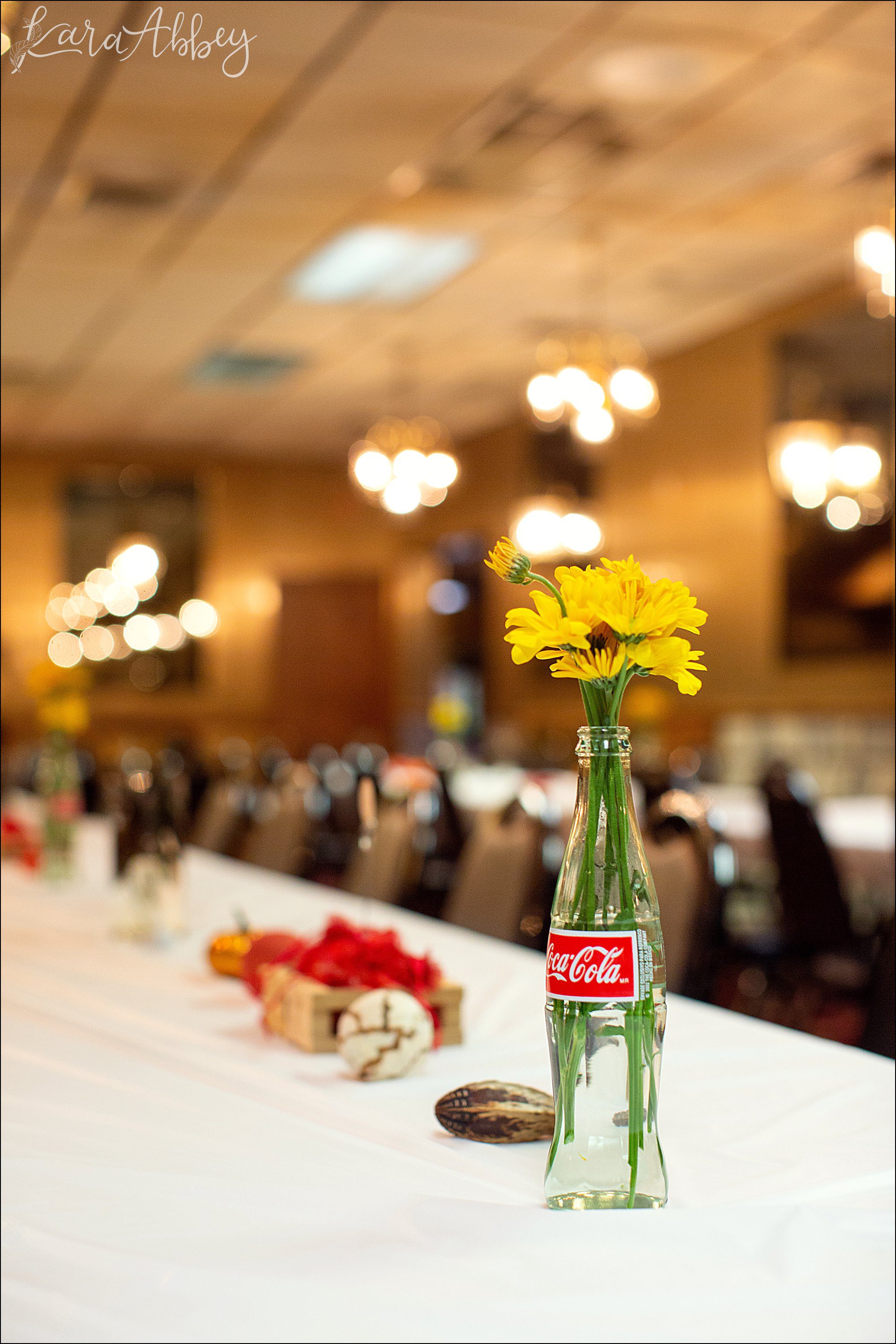Fall Red & Yellow Wedding Photography in Hopwood, PA - Reception at AMVETS Post #103