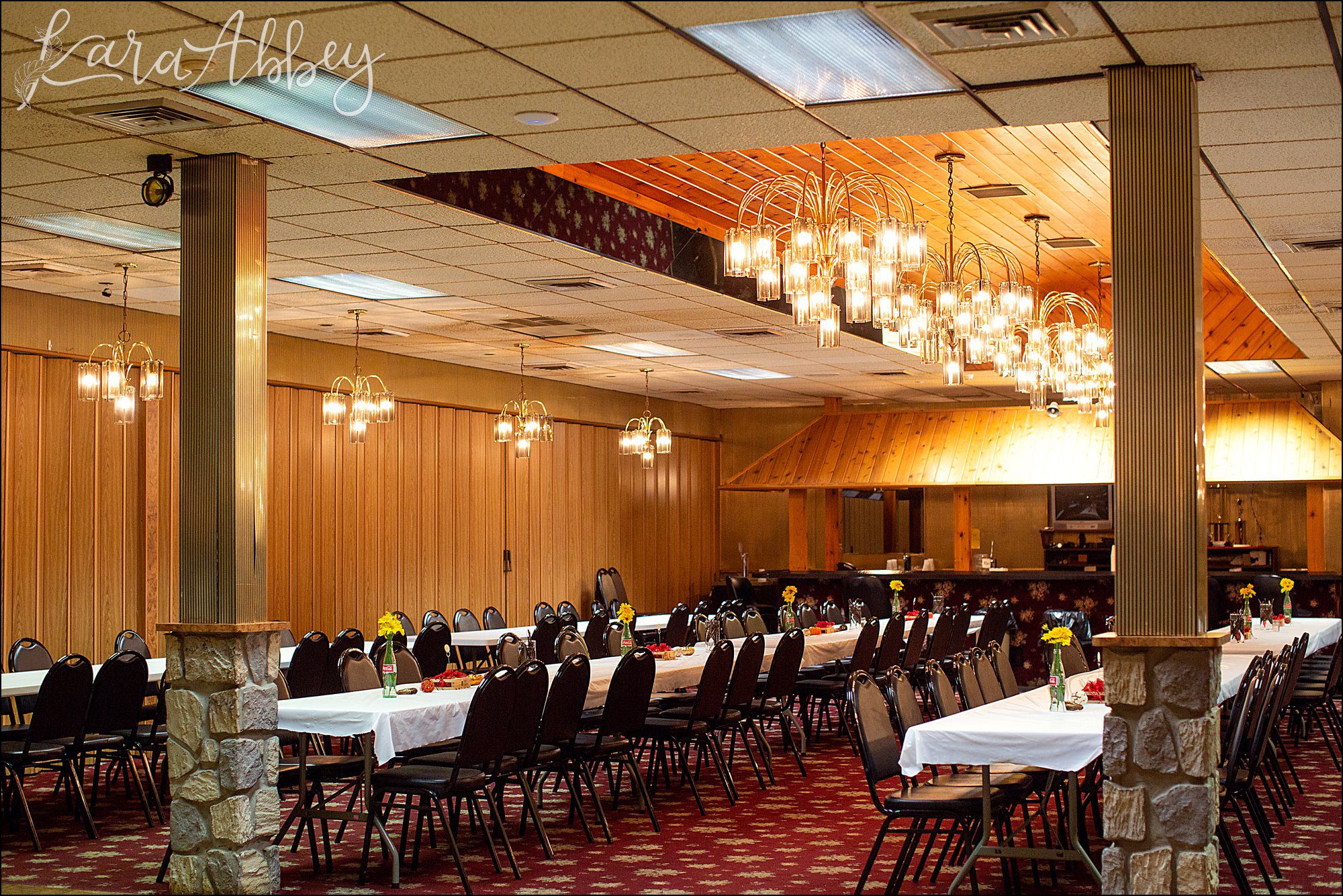 Fall Red & Yellow Wedding Photography in Hopwood, PA - Reception at AMVETS Post #103