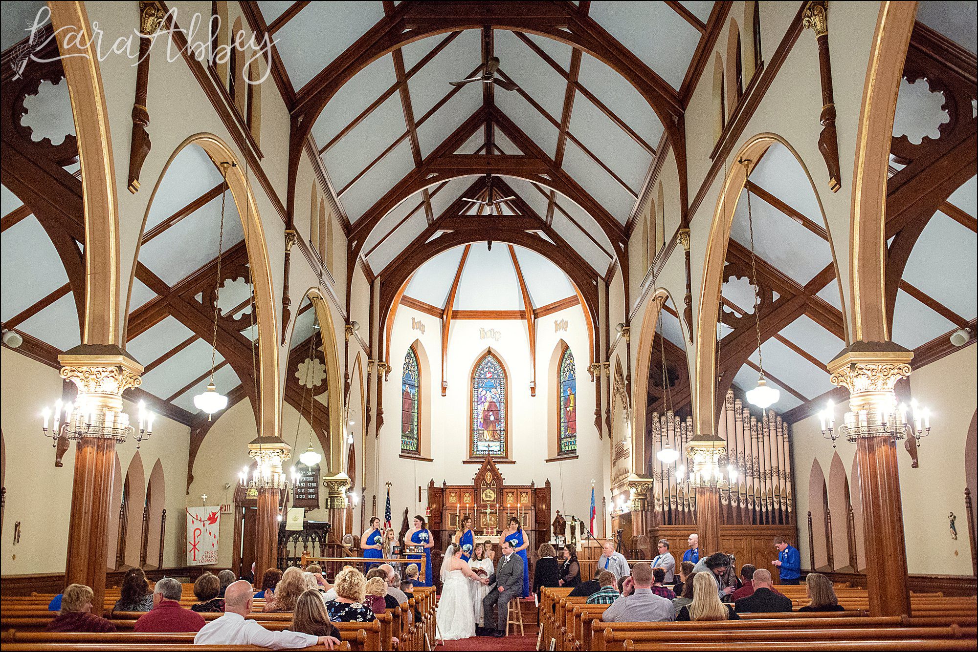 Chilly Fall Day - Blue Wedding Photography - Church Ceremony
