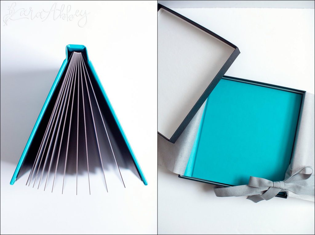 Fine Art Aqua Leather Wedding Album by Pittsburgh, PA Wedding Photographer