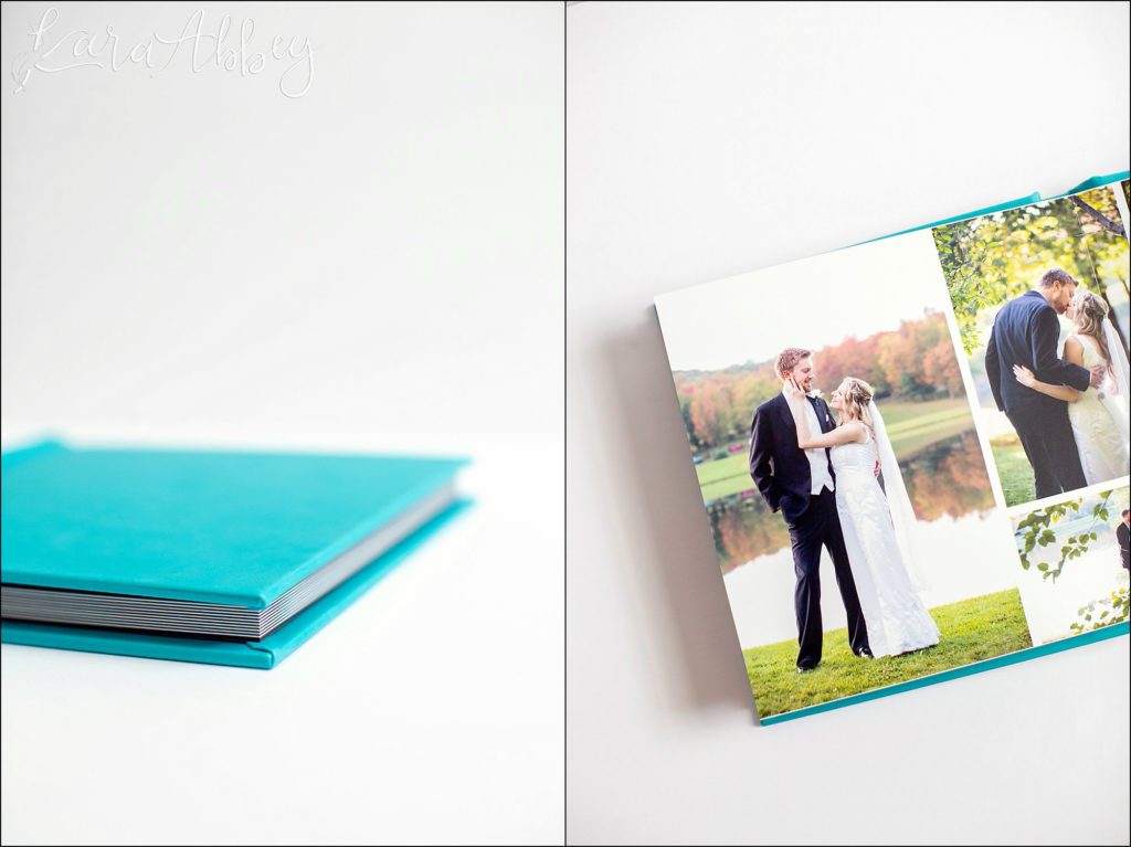 Fine Art Aqua Leather Wedding Album by Pittsburgh, PA Wedding Photographer