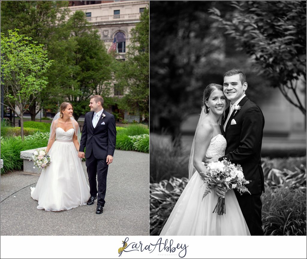 Downtown Pittsburgh Pastel Spring Wedding Day Highlights - Formal Portraits at Mellon Green