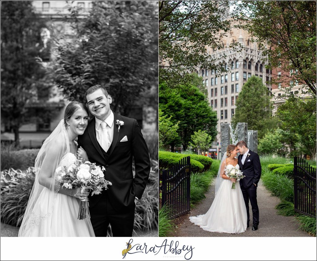 Downtown Pittsburgh Pastel Spring Wedding Day Highlights - Formal Portraits at Mellon Green