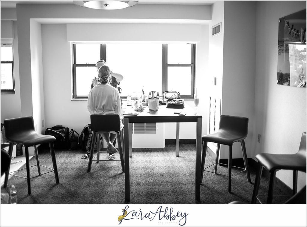 Downtown Pittsburgh Pastel Spring Wedding Day Highlights - Pre-Ceremony Getting Ready at the DoubleTree by Hilton Hotel