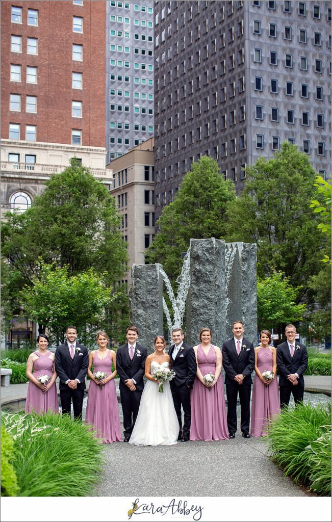Downtown Pittsburgh Pastel Spring Wedding Day Highlights - Formal Portraits at Mellon Green