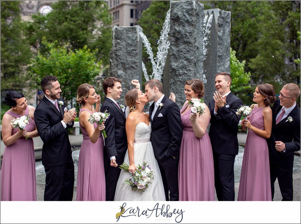 Downtown Pittsburgh Pastel Spring Wedding Day Highlights - Formal Portraits at Mellon Green