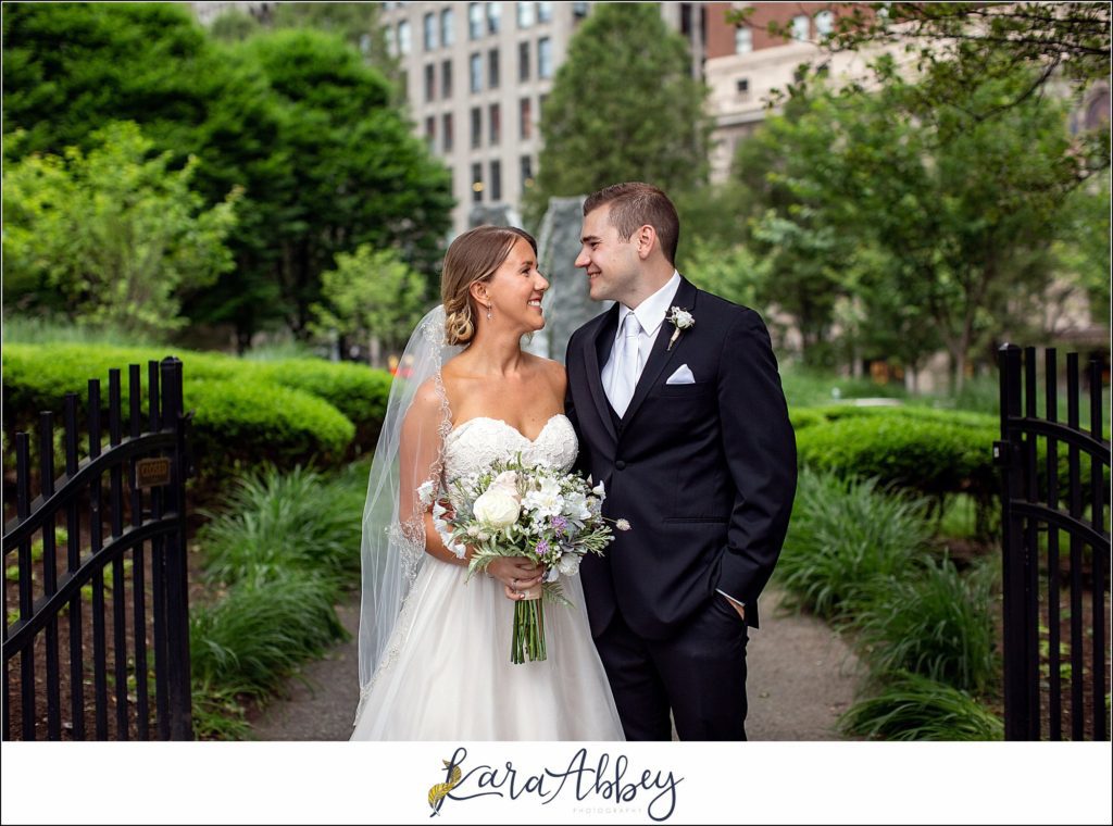 Downtown Pittsburgh Pastel Spring Wedding Day Highlights - Formal Portraits at Mellon Green
