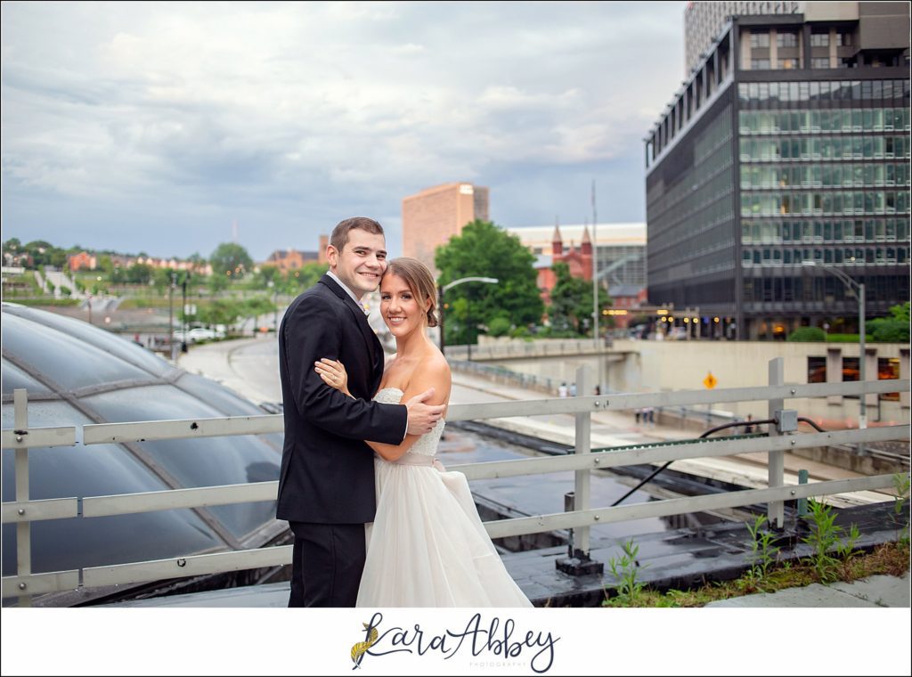 Downtown Pittsburgh Pastel Spring Wedding Day Highlights - Rooftop Portraits at DoubleTree by Hilton Hotel