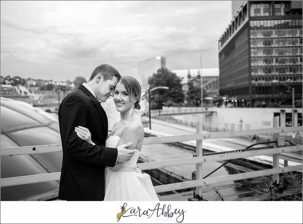 Downtown Pittsburgh Pastel Spring Wedding Day Highlights - Rooftop Portraits at DoubleTree by Hilton Hotel