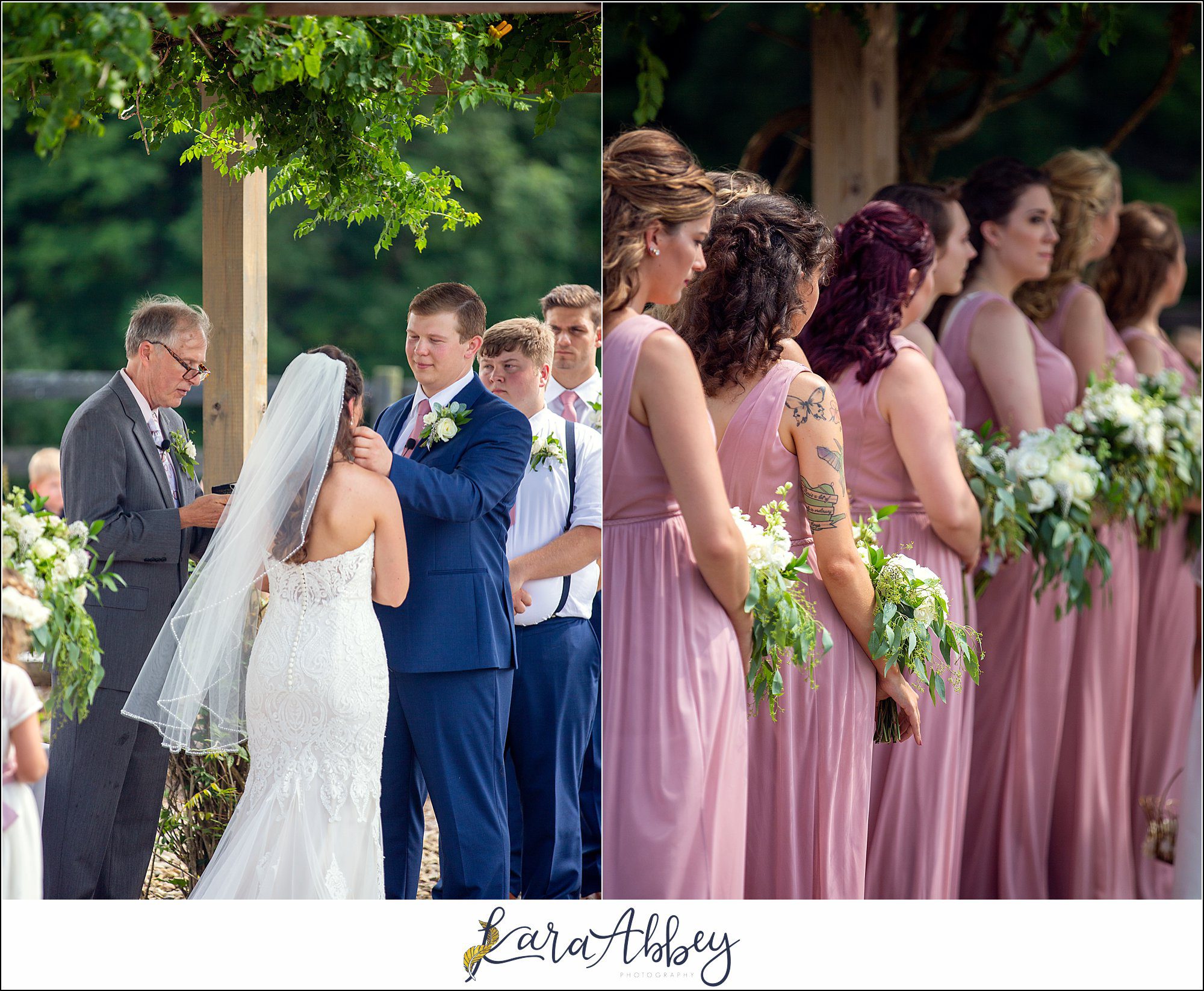 Navy and Pink Summer Outdoor Wedding at the Hayloft in Rockwood, PA Ceremony