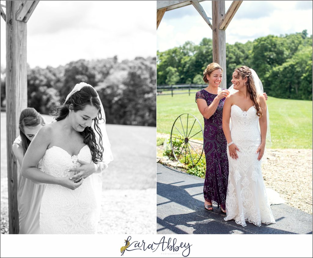 Navy and Pink Summer Outdoor Wedding at the Hayloft in Rockwood, PA Bride Getting Ready