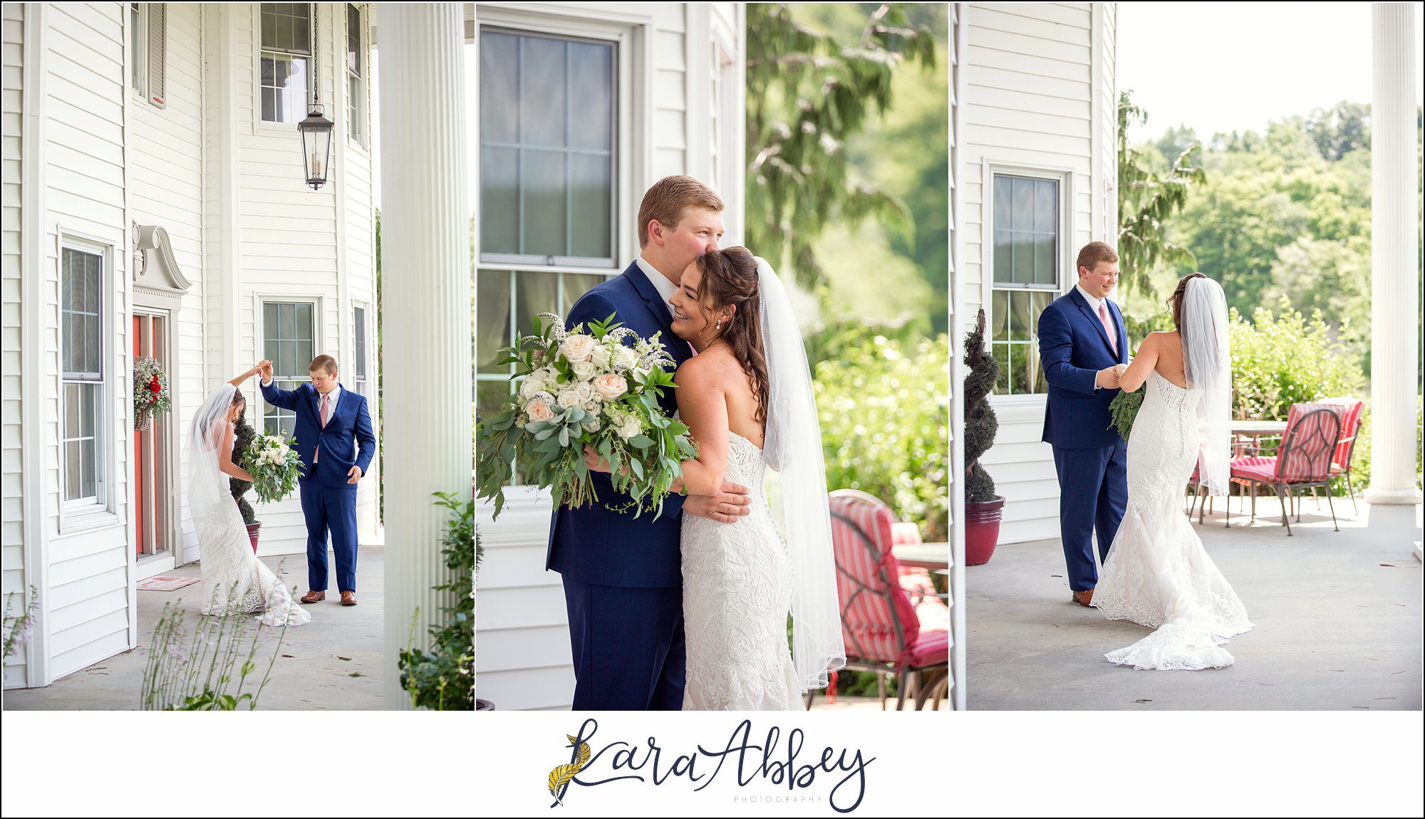 Navy and Pink Summer Outdoor Wedding at the Hayloft in Rockwood, PA Bride & Groom First Look
