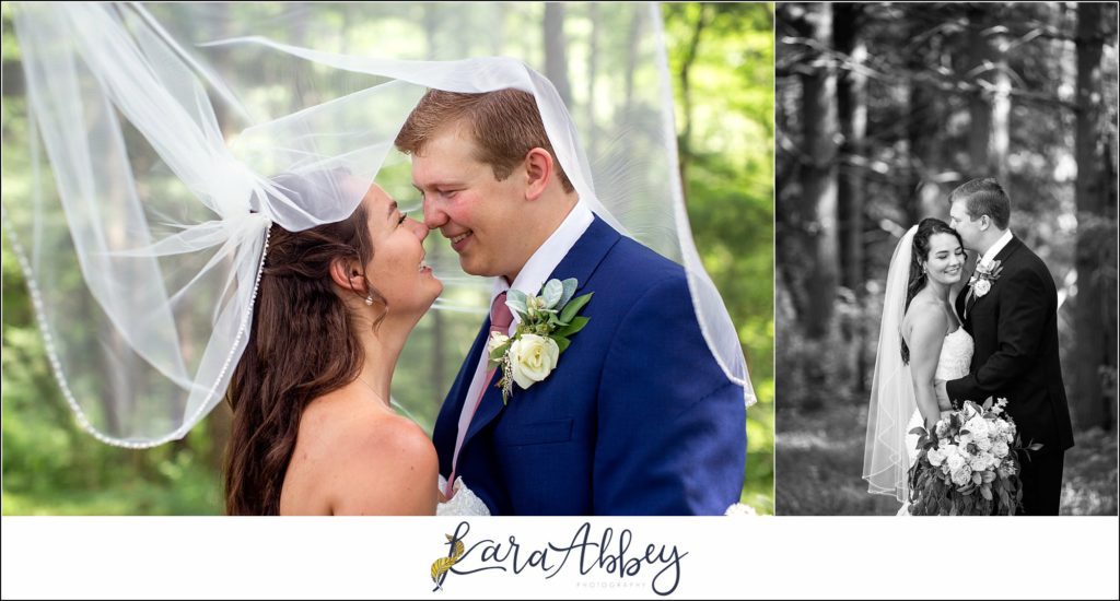 Navy and Pink Summer Outdoor Wedding at the Hayloft in Rockwood, PA Bride & Groom Portraits in the Forest