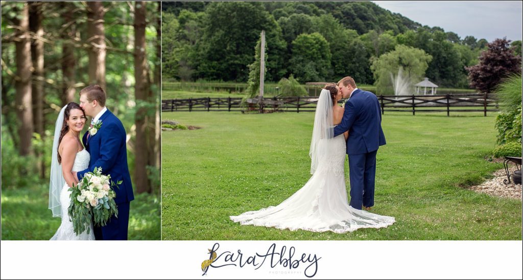 Navy and Pink Summer Outdoor Wedding at the Hayloft in Rockwood, PA Bride & Groom Portraits in the Forest