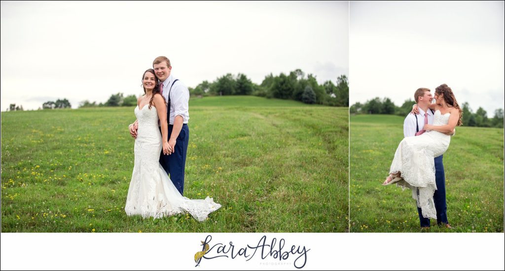 Navy and Pink Summer Outdoor Wedding at the Hayloft in Rockwood, PA Sunset Bride & Groom Portraits in the Field
