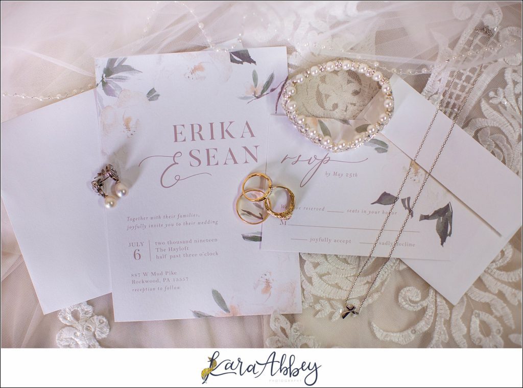Navy and Pink Summer Outdoor Wedding at the Hayloft in Rockwood, PA Bridal Details