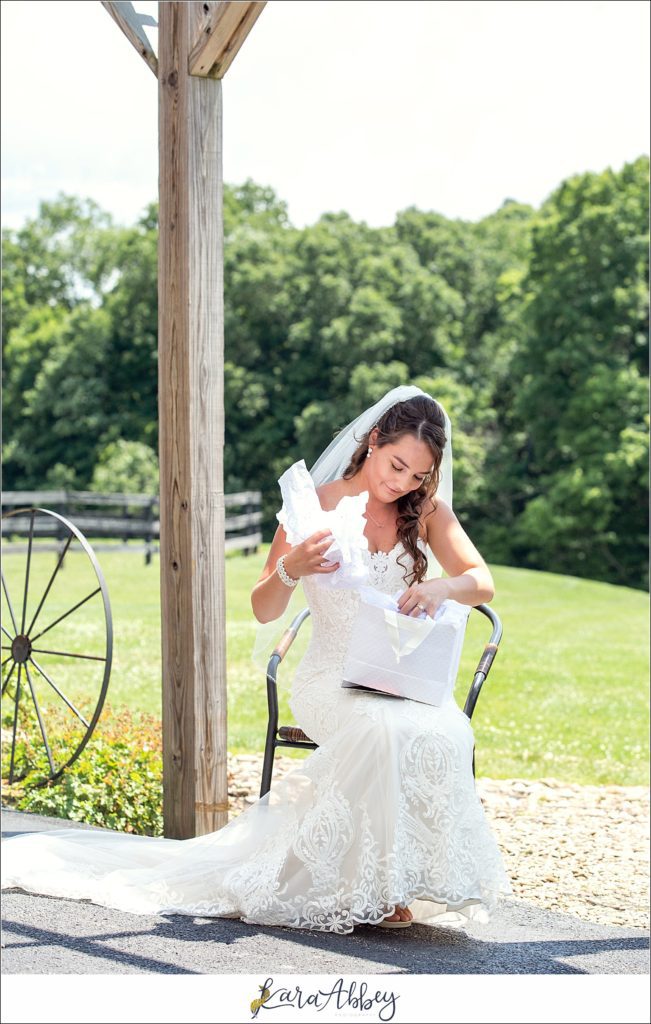 Navy and Pink Summer Outdoor Wedding at the Hayloft in Rockwood, PA Bride & Groom Pre-Ceremony Gifts