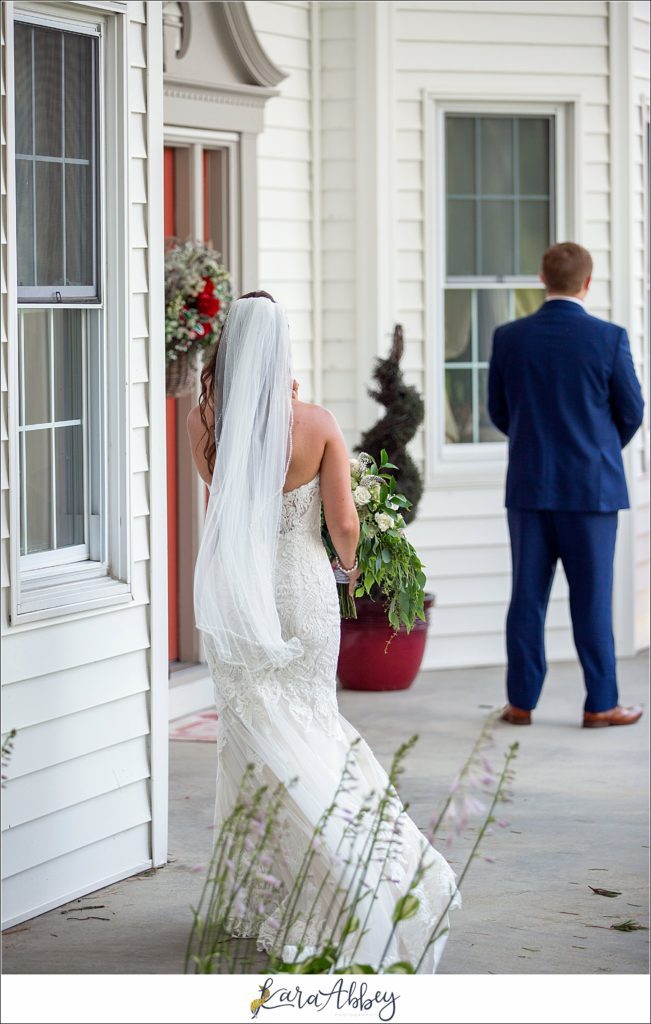 Navy and Pink Summer Outdoor Wedding at the Hayloft in Rockwood, PA Bride & Groom First Look