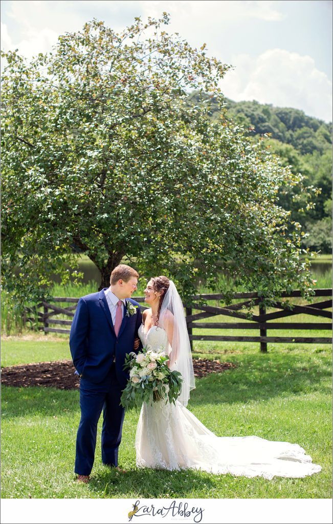 Navy and Pink Summer Outdoor Wedding at the Hayloft in Rockwood, PA Bride & Groom Portraits